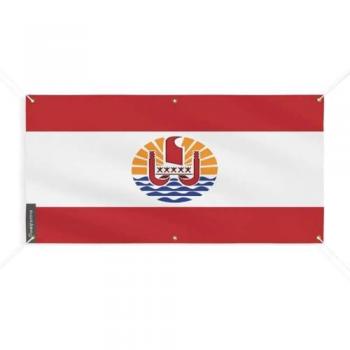 Flag of French Polynesia Banner – 6 Eyelets, 180x360cm, Polyester