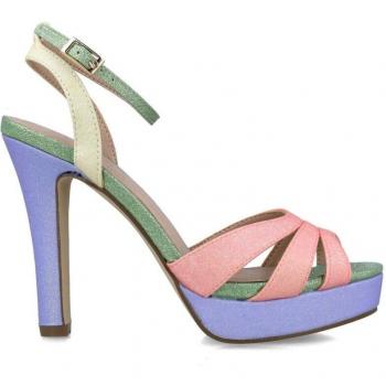Sandalias Multicolores de Tacón de Menbur con Hebilla y Tiras