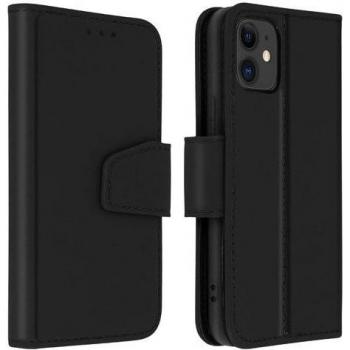 Avizar Custodia premium per iPhone 11 in pelle nera con slot carte e supporto