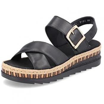 Black Rieker Hook‑Loop Sandals for Women – Model V7951-00 (EU 41/UK 7.5)