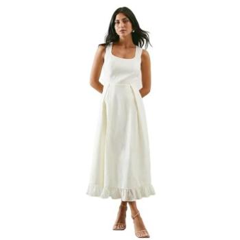 Wallis Women’s Strappy Tiered Midi Dress, Butter Color, Size 18