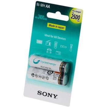 Sony Rechargeable AA 2500 mAh – Deux piles Ni‑MH – Blanc / Vert