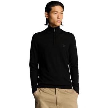 Lyle & Scott Merino 1/4‑Zip Quarter‑Zip Jumper – Black – XL+
