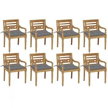 Sedie 8x Batavia Teak con Cuscini Integrati