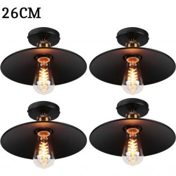 Black Metal Vintage Ceiling Lamp, Ø26cm 4-Light Chandelier for Hallway