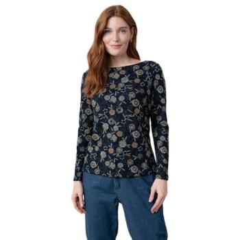Boat Neck Lily & Me Angela Floral Long Sleeve in Navy – Size 16 – Soft Knit