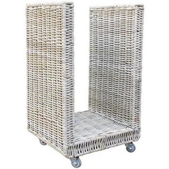 Porte-bûches à roulettes en poelet gris