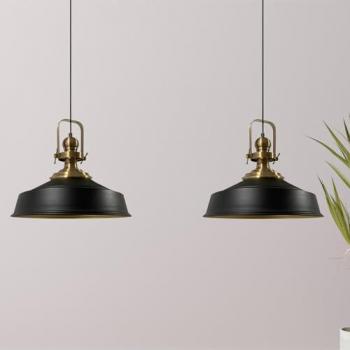 Suspension Vintage E27 en Métal Noir
