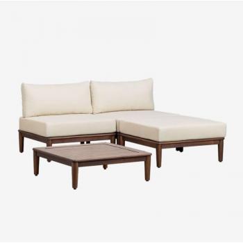 Set de Jardín Sofá Modular y Mesa de Acacia