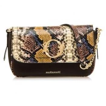 Bandolera de mujer Cody Marrón con detalle metalizado y animal print, cierre solapa, casual