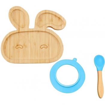 Toddler Feeding Set: Bamboo Sheep Suction Plate and Spoon