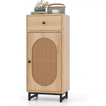 Armadio in Rattan PE con Cassetto Esportante e Ripiani Modulari