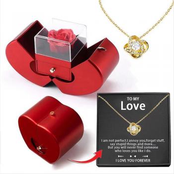 Collar de Amante con Rosa Real y Caja Rosa