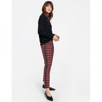 Gerry Weber Damen Trendhose „Schmal & Chic“ mit Chilli‑Merlot-Jacquard