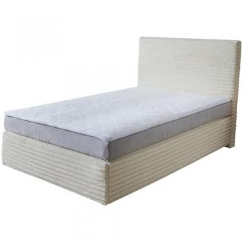 Lit-à-sommier-tapissier Dream-Well Velours côtelé en peluche Beige 120x200 cm Matelas Bonell Surmatelas PU