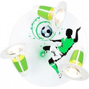Plafón de fútbol 3 lámparas color verde y blanco