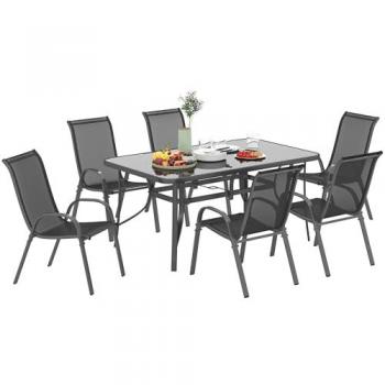 Outsunny 7-Piece Outdoor Dining Set with Table and Chairs