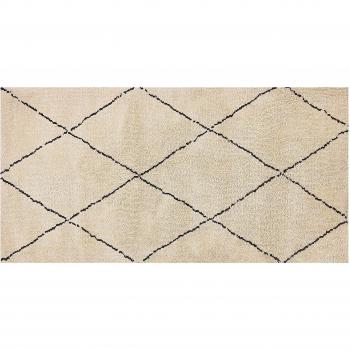 Polyester‑Hochflor‑Teppich, beige/schwarz, Rechteck 80 x 150 cm