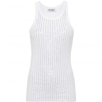 The Attico Women's Cotton Top with Strass Embellishments | White | Size 38