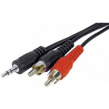 Câble audio stéréo de 10 mètres avec prise 3,5 mm et 2 connecteurs RCA mâles