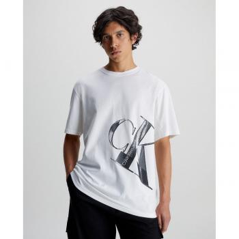 Calvin Klein Men's Short Sleeve Hyper Real Logo T-shirt, White, XL