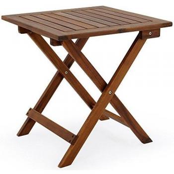 Table basse pliante Deuba en bois d'acacia 46x46cm pour terrasse et jardin