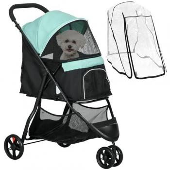 Cochecito Plegable para Perros con Cesta de Almacenaje y Ruedas