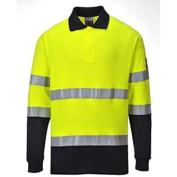 Modaflame Men's Flame Resistant Hi-Vis 2-Tone Polo Shirt Yellow/Navy L