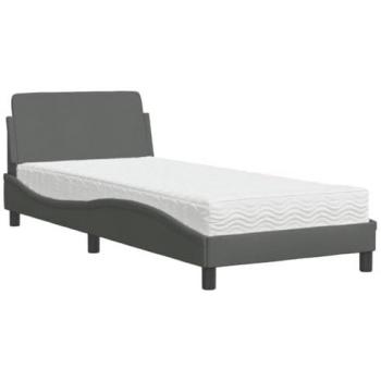 Cama con colchón de tela gris oscuro 80x200 cm