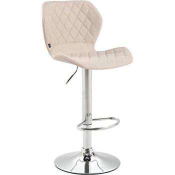CLP Tabouret à cadre en acier moderne exclusif et siège de tissu couleur crème