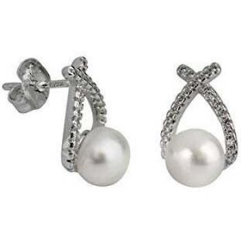 Pendientes de Plata 925 con Circonitas y Perlas Cultivadas