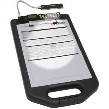 Wedo 576101 Desktop-Klemmbrett (A4) – Schwarz, mit LED-Schlüsselbeleuchtung & Taschenrechner