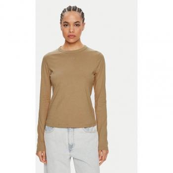 Blusa Slim Calvin Klein Nano Logo K20K207572 Beige Regular Fit