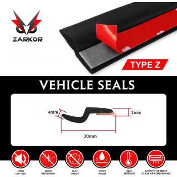 Zarkor 20x2mm Universal Z-Type Black Rubber Edge Seal Strip