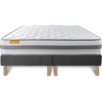Ensemble Matelas & Sommiers 160x200 – Mémoire de Forme, Ressorts Souples, Gris