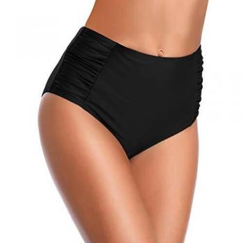 SHEKINI Tankini Bas de Bikini Taille Haute Noir