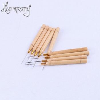 10pcs Wooden Handle Needles for Hair Extensions and Micro Rings