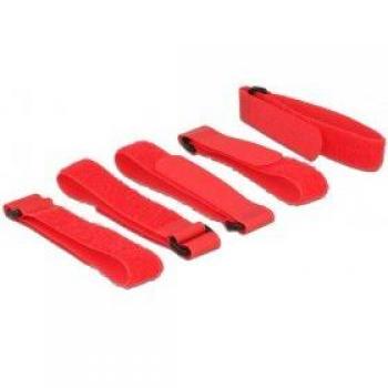 DELOCK Kabelbinder Klettverschluss 5 STK L300 x B20 mm rot