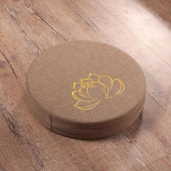 Cojín Redondo de Lino para Meditación, Almohada de Yoga 40x6cm