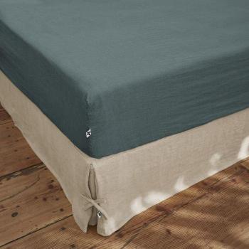 Drap housse Soline Ardoise 140 x 190 cm en lin lavé avec bonnet de 30 cm
