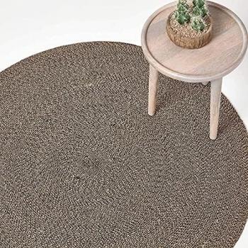 Geflochtener runder Leinen‑Teppich – Schwarzes Melange‑Design – 150 cm (Homescapes)