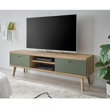 LOMADOX TV-Lowboard AVEZZANO-61, 160cm, Eiche mit grün