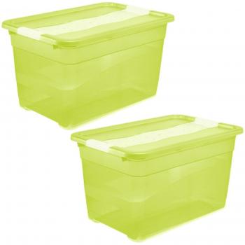 Almacén Verde Transparente en Caja con Tapa – 52L