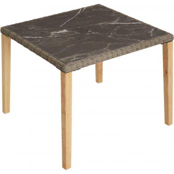 Mesa de ratán sintético con tablero de porcelanato