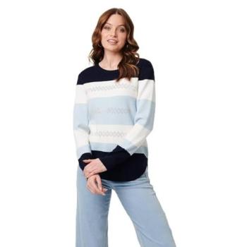 Izabel London Diamante Trim Striped Slim Jumper – Size 16