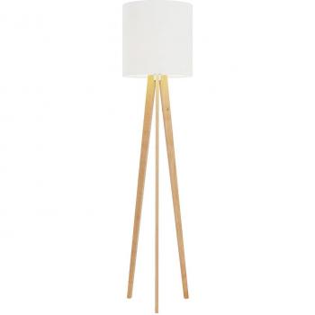 Quitani Nida Wooden Floor Lamp, White Lampshade
