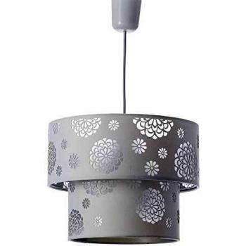 Lustre polyester floral blanc culot E27 30 cm