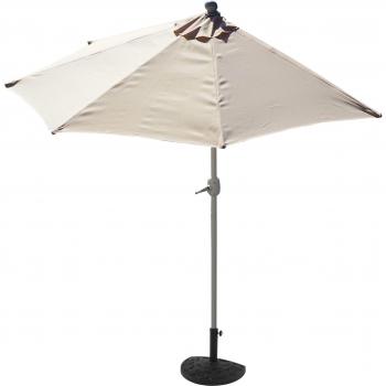 Demi-parasol Parla en aluminium, 300cm crème, protection UV 50+, avec pied