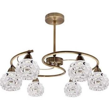 Lámpara decorativa 6xe14 cuero y cristal