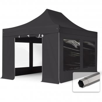 TOOLPORT 3x4.5 m Steel Frame Pop Up Gazebo with Fire Resistant Canopy